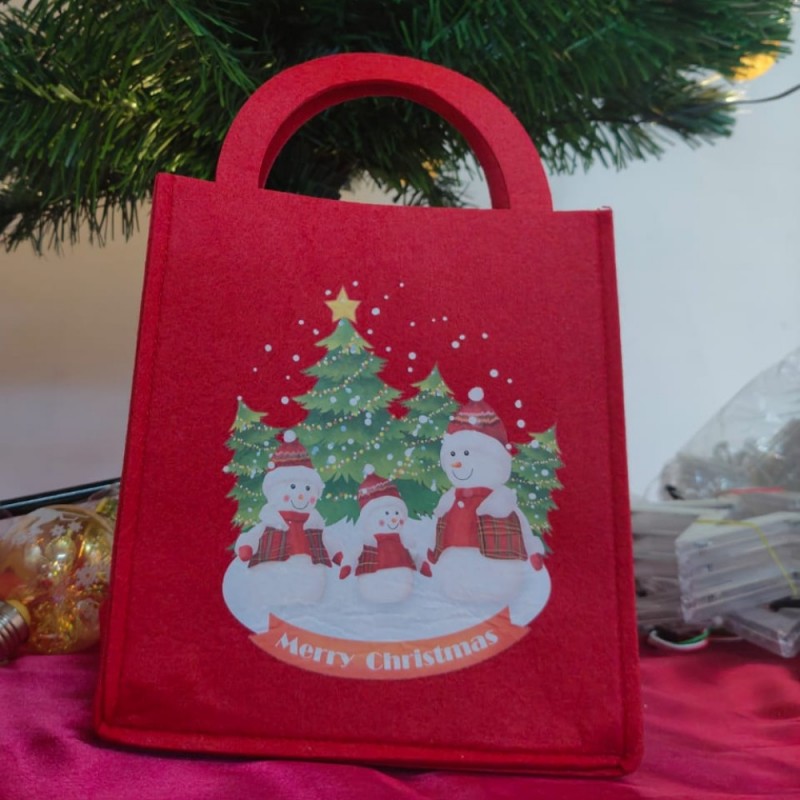 Christmas Treat Bag With Snow Man Picture